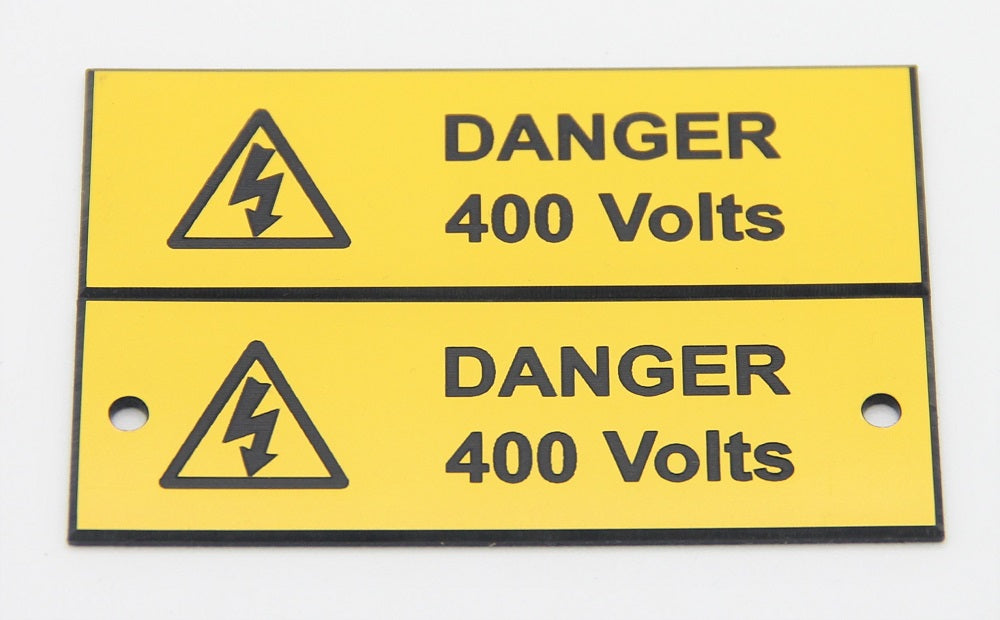 Engraved Danger 400 Volts Label with Holes (Pack of 10)