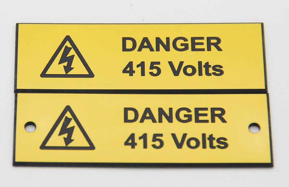 Engraved Danger 415 Volts Label with Holes (Pack of 10)