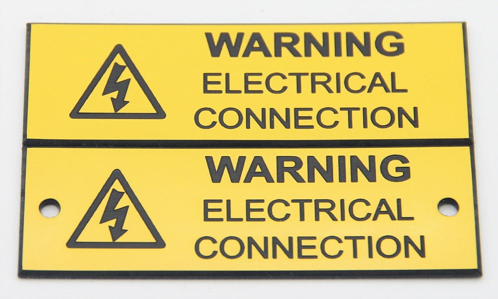 Engraved Warning Electrical Connection Label with Holes (Pack of 10)