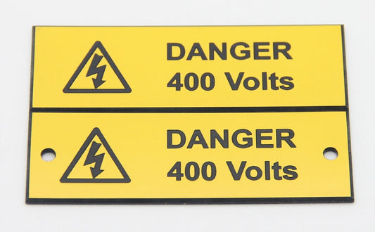 Engraved Danger 400 Volts Label with Holes (Pack of 10)