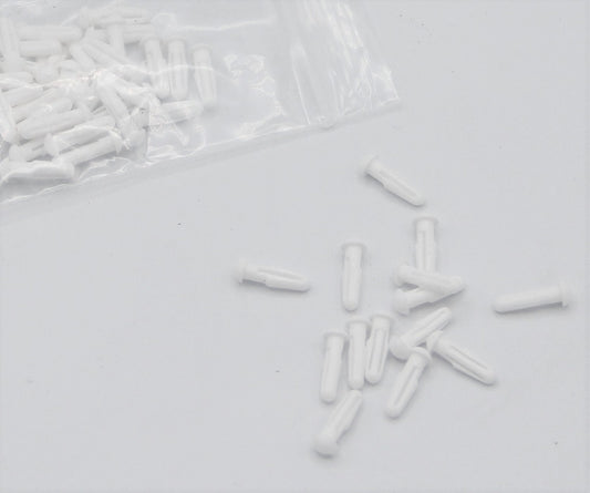 White plastic rivets