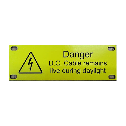Danger D.C. Cable remains live during daylight engraved cable-tie label (pack of 10)